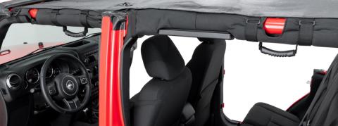Bimini Top Plus with Integrated Grab Handle, 07-18 Jeep JK Wrangler 4 Door, Black Diamond MasterTop