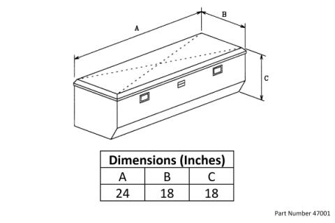 Truck Tool Box Garrison Series Underbody Chest / 24 Inch / Diamond Tread Aluminum / Bright Polished / Owens Products