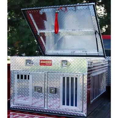 Dog Box Hunter Series Double Compartment with Top Storage / 38 W x 45 D x 26 H / All Seasons Vents / Diamond Tread Aluminum / Owens Products