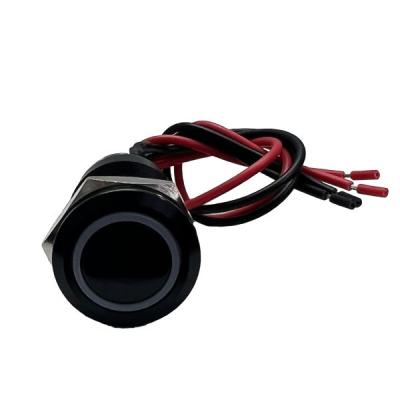 12V 19mm Momentary Function Pre-Wired Switch with White LED and Black Flush Mount Finish Race Sport Lighting