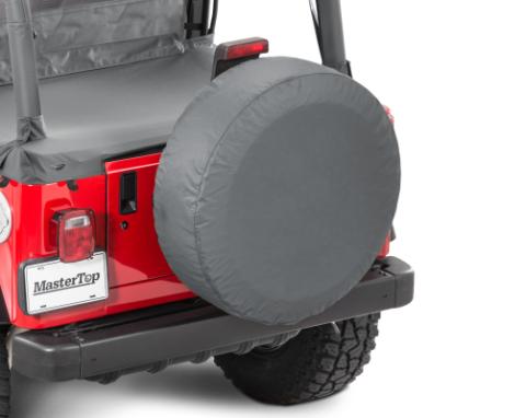 Jeep Wrangler JL Spare Tire Cover For 18-Pres Wrangler JL 32 inch 245/75R17 and 255/70R18 Black MasterTop