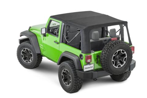 MasterTwill Full Hardware Top Tinted Glass For 07-18 Jeep Wrangler JK 2 Dr Black Master Twill Mastertop