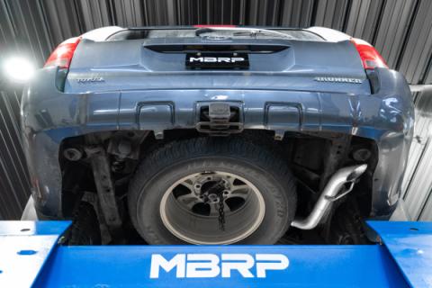 04-24 Toyota 4Runner 11-16 Toyota Land Cruiser Prado Armor Lite Aluminized Steel 2.5 Inch Cat-Back High Clearance Turn Down Single Rear Exit MBRP Exhaust System