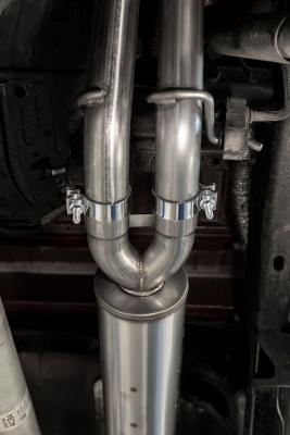 2019-2024 Silverado/Sierra 1500 2.7L Armor BLK, Aluminized Steel 3 Inch Cat-Back, 2.5 Inch Dual Split Rear Exit MBRP