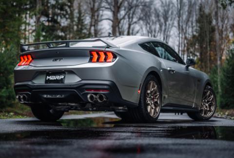 24-Up Ford Mustang GT 5.0L, Armor Lite Aluminized Steel 3 Inch Cat-Back Dual Split Rear with Quad Tips, Race Profile MBRP