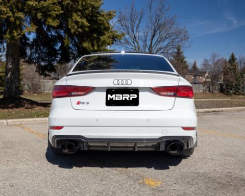 2017-2020 Audi RS3 2.5T T304 Stainless Steel 3 Inch Cat-Back Dual Split Rear with Oval Black Chrome Tips, Armor Pro MBRP