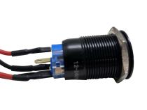 19mm Black 2 Position On/Off Switch Blue Flush Mount 12V Race Sport Lighting
